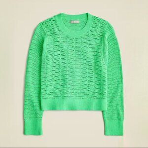 J.Crew Pointelle crewneck knit sweater bright green Size: M